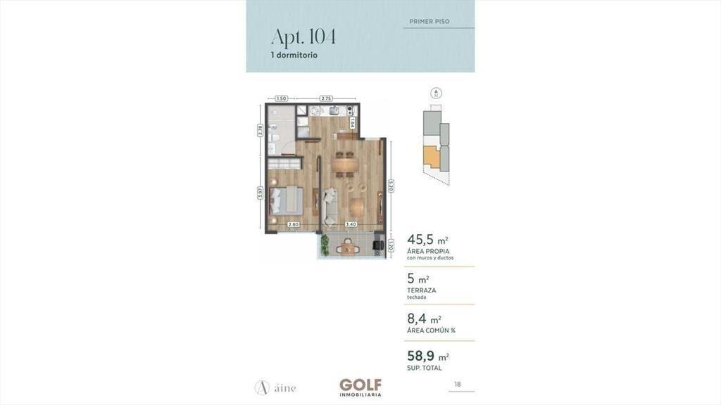 Venta apartamento de 1 dormitorio con patio en Pocitos