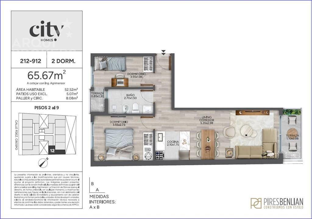 Apartamento de dos dormitorios en venta en Cordón - 812