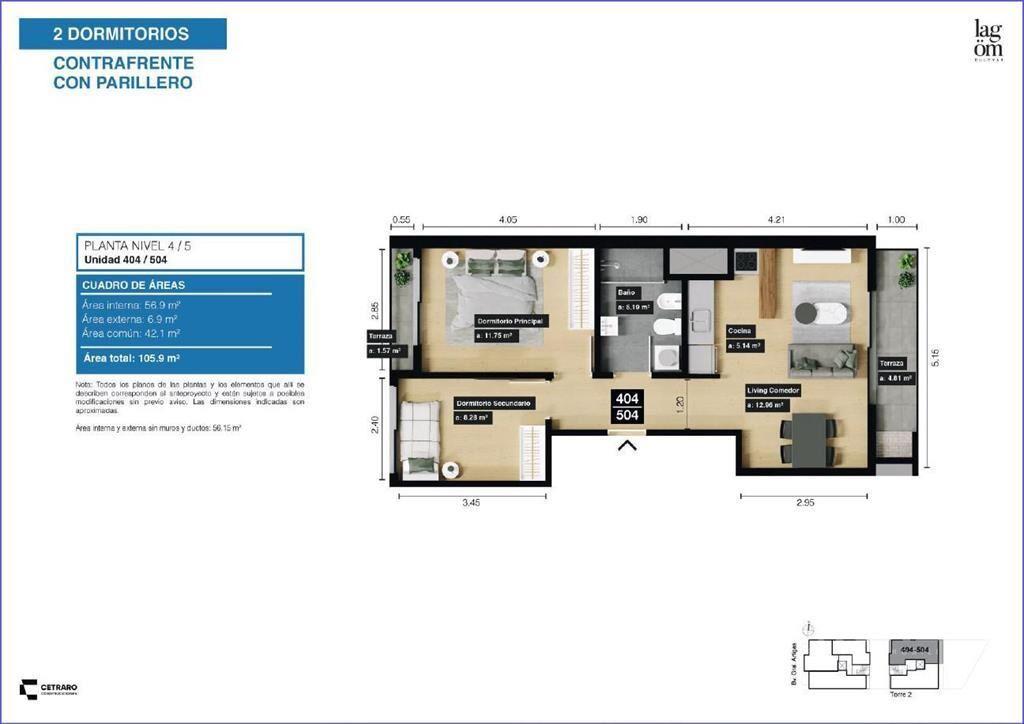 Apartamento de dos dormitorios en venta en Tres Cruces - 4