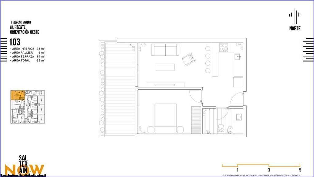 Apartamento de un dormitorio en venta en Cordón - 103