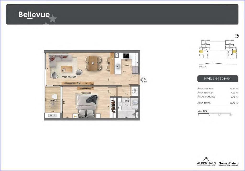 Apartamento de un dormitorio en venta en Ciudad de la Cost