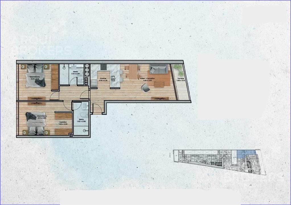 Apartamento de dos dormitorios en venta en Pocitos - 103