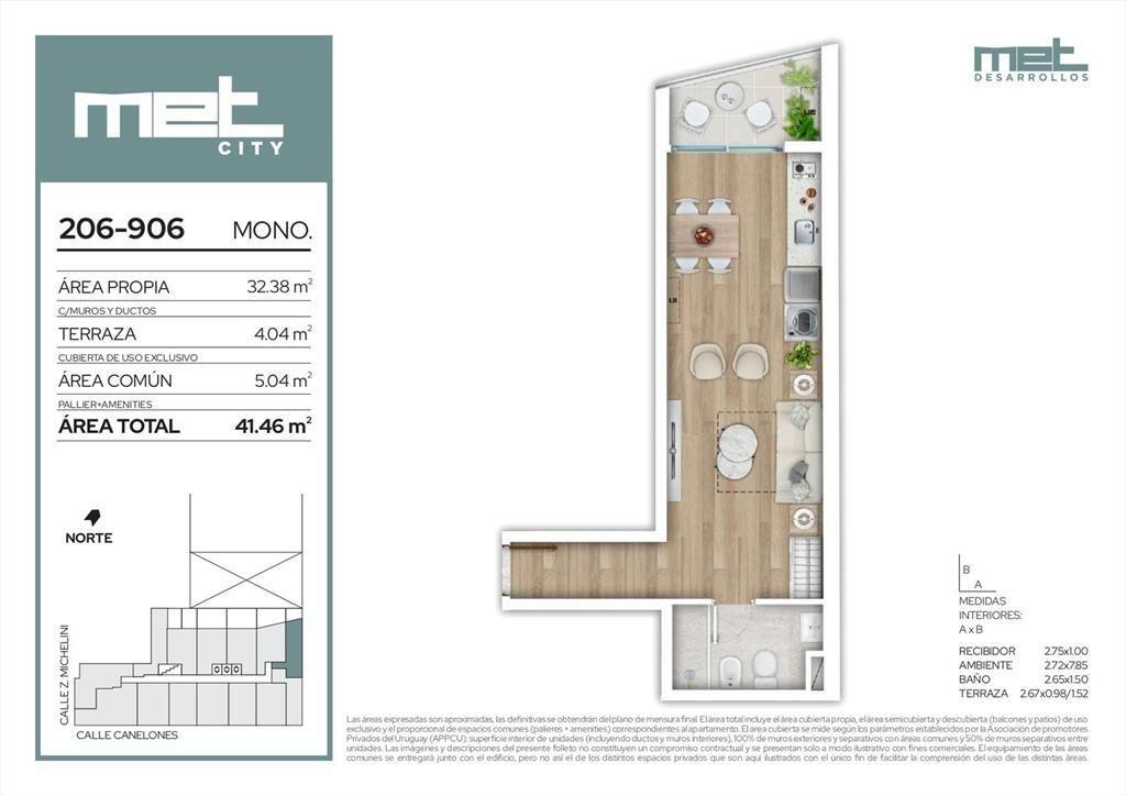 Venta Apartamento Monoambiente en Barrio Sur
