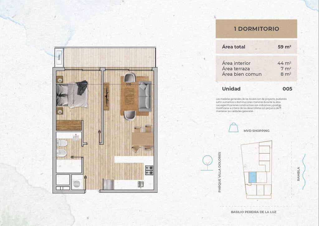 Venta Apartamento 1 Dormitorio en Pocitos Nuevo