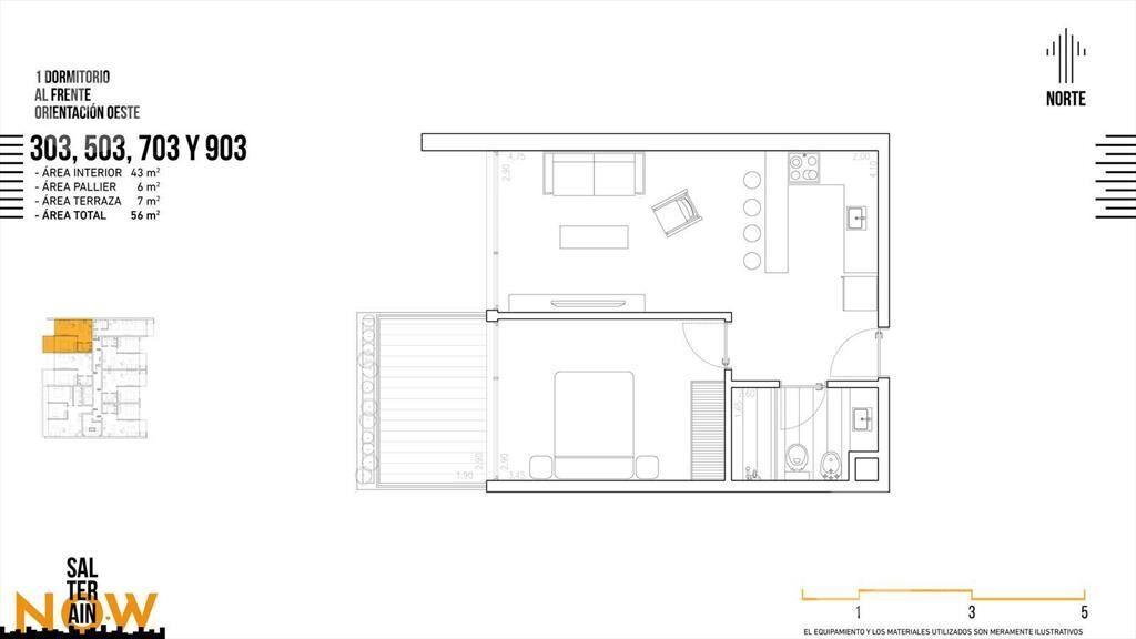 Venta de apartamento de 1 dormitorio en Cordón Sur