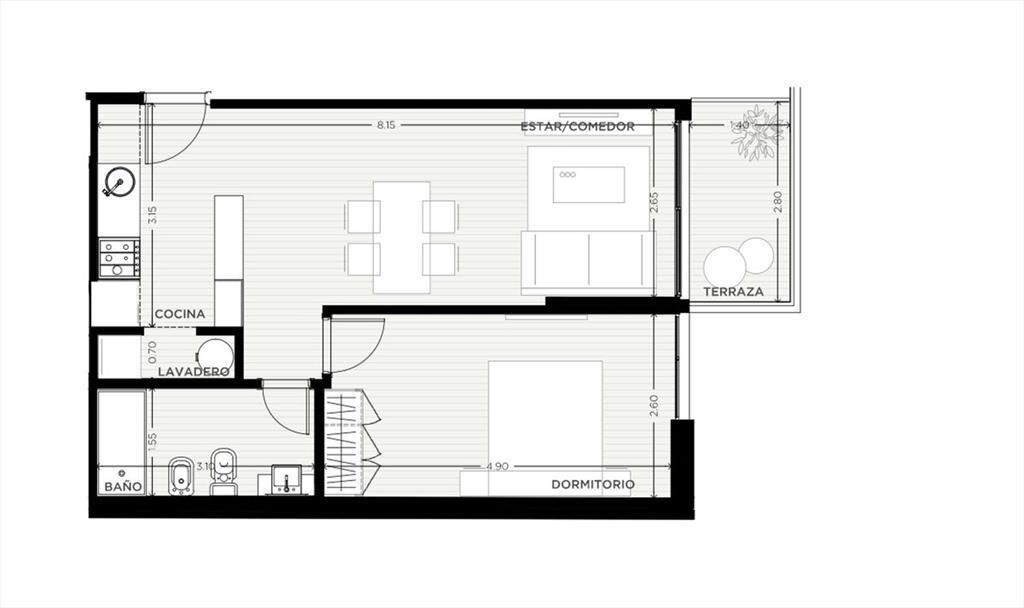 VENTA APARTAMENTO 1 DORMITORIOS - TRES CRUCES