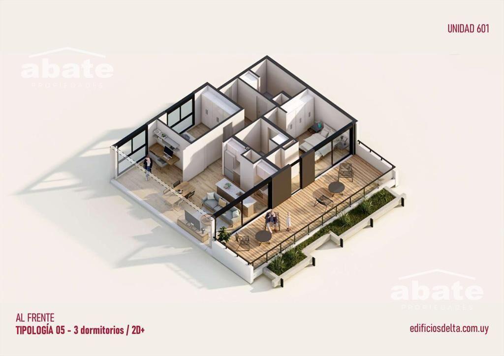 Venta apartamento tres dormitorios en Barrio Sur con terraz