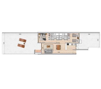 Apartamento de dos dormitorios con patio en venta en Malvín