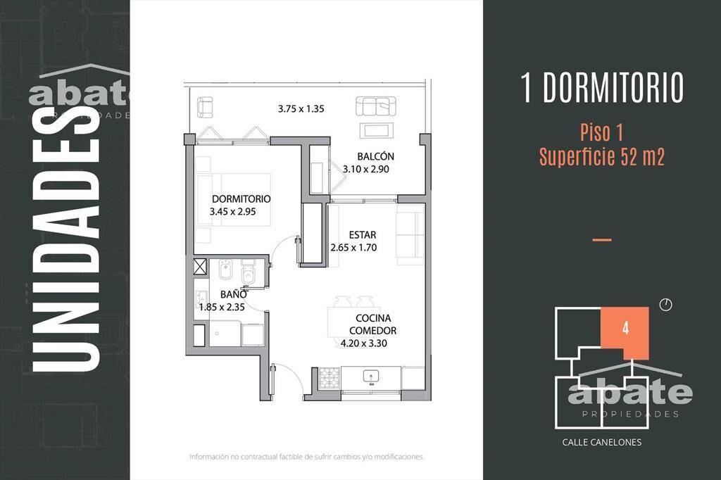 Venta de apartamento 1 Dormitorio en Cordón con amplia terr