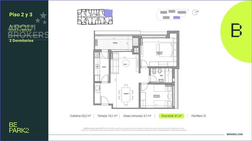 Apartamento de dos dormitorios en venta en Parque Rivera -
