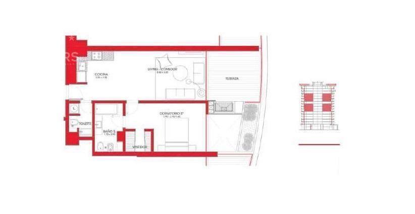 Apartamento de un dormitorio en venta en Parque Roosevelt -