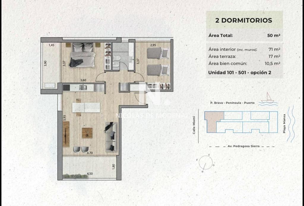 Apartamento en venta Mansa Town 1 dormitorio