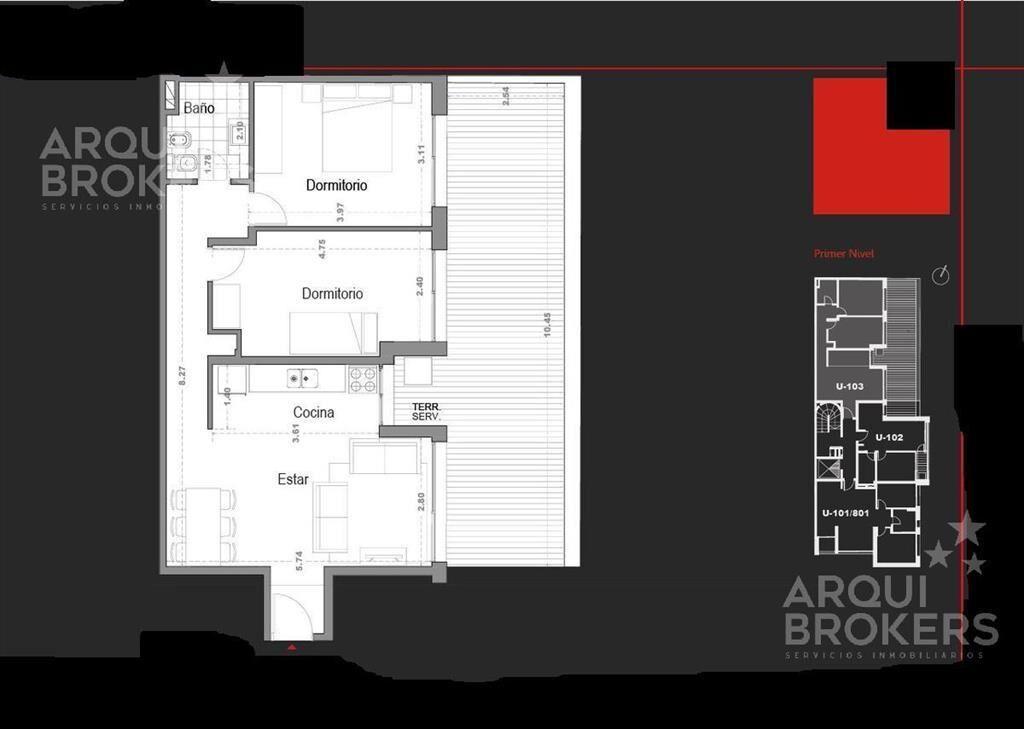 Apartamento de 2 dormitorios en venta con renta en Cordón