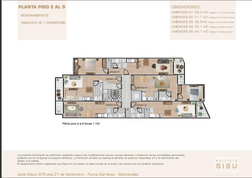 Venta de monoambiente en SISU, Punta Carretas