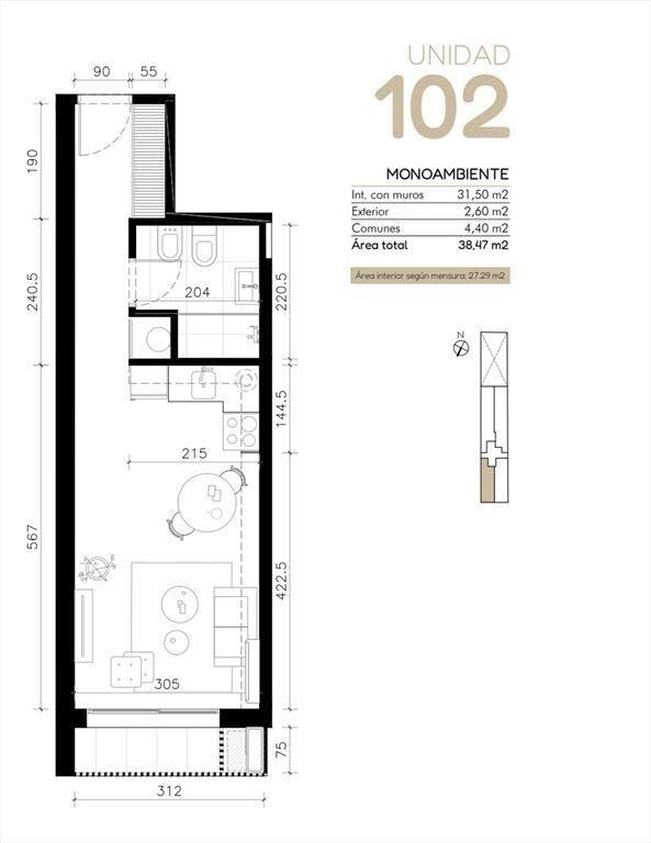 VENTA MONOAMBIENTE CORDÓN A ESTRENAR