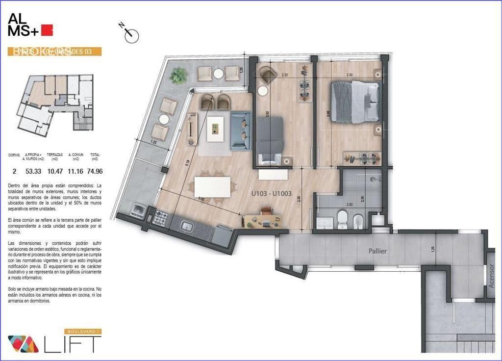 Apartamento de dos dormitorios en venta en La Blanqueada -