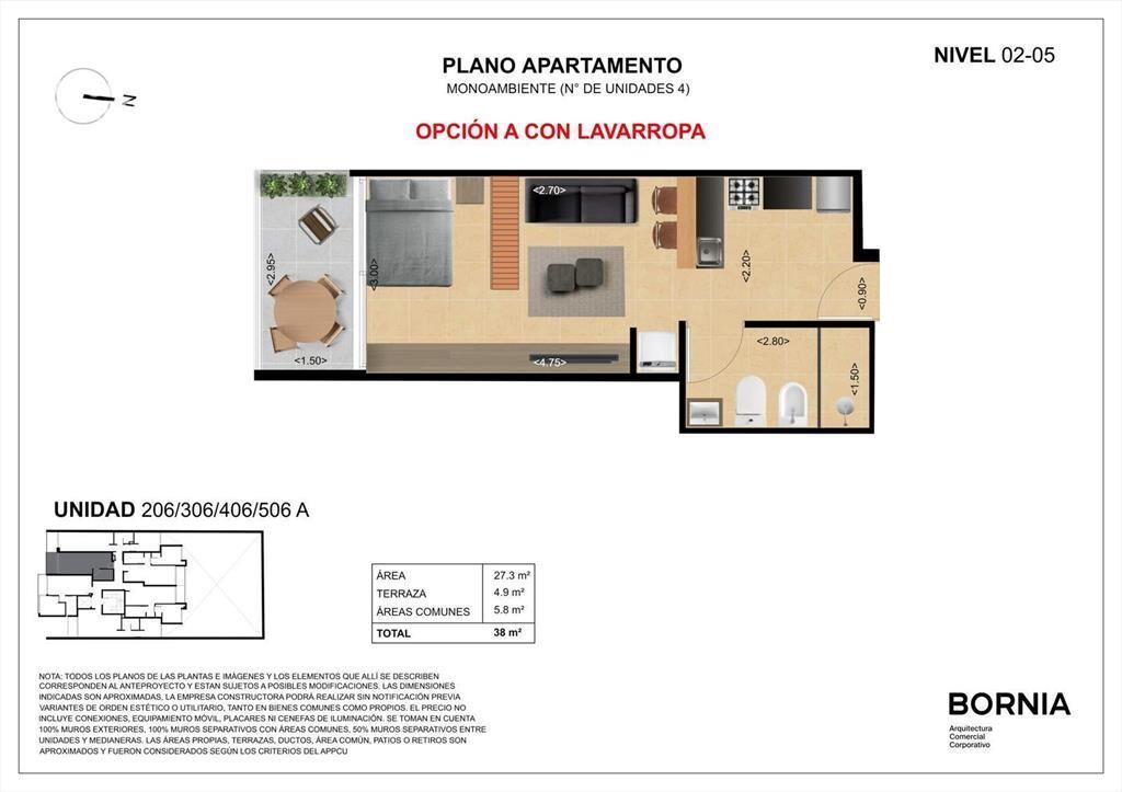 Apartamento monoambiente en venta en Centro - 106