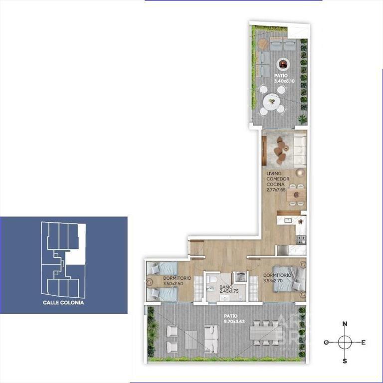 Apartamento de dos dormitorios en venta en Cordón - 105
