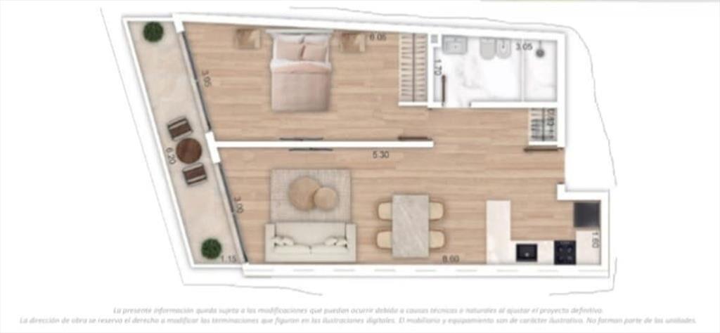 VENTA 1 DORMITORIO TERRAZA POCITOS  POZO