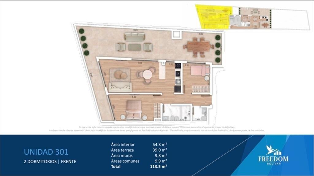 VENTA 2 DORMITORIOS TERRAZA POCITOS  POZO