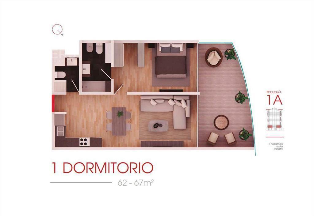 Apartamento de un dormitorio en alquiler en Parque Roosevel