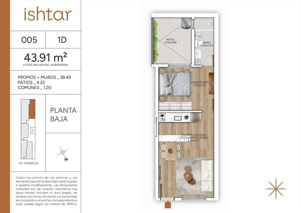 VENTA APARTAMENTO 1 DORMITORIO GOES POZO