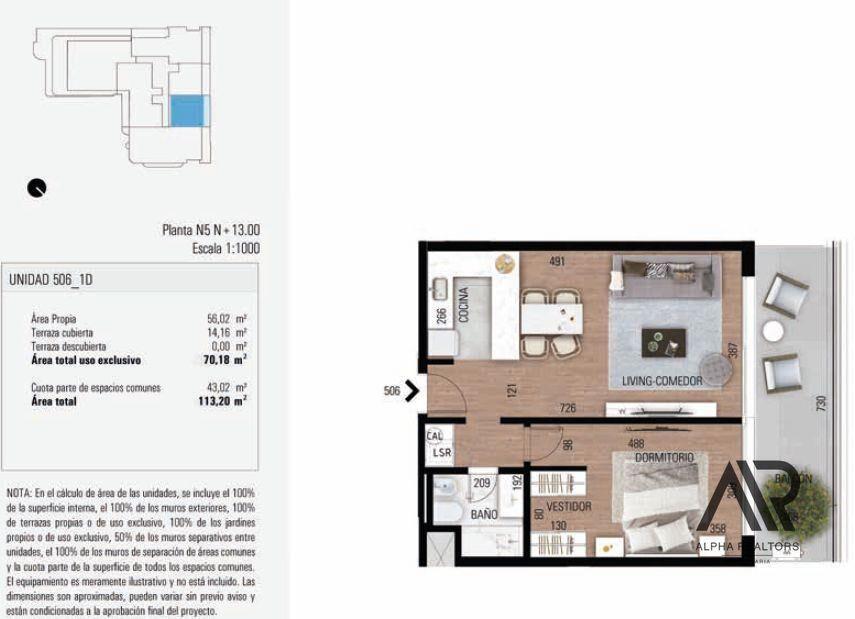 Apartamento 1 dorm. premium en venta en Carrasco