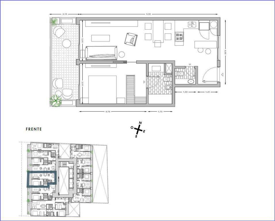Apartamento de un dormitorio en venta en Pocitos - 204