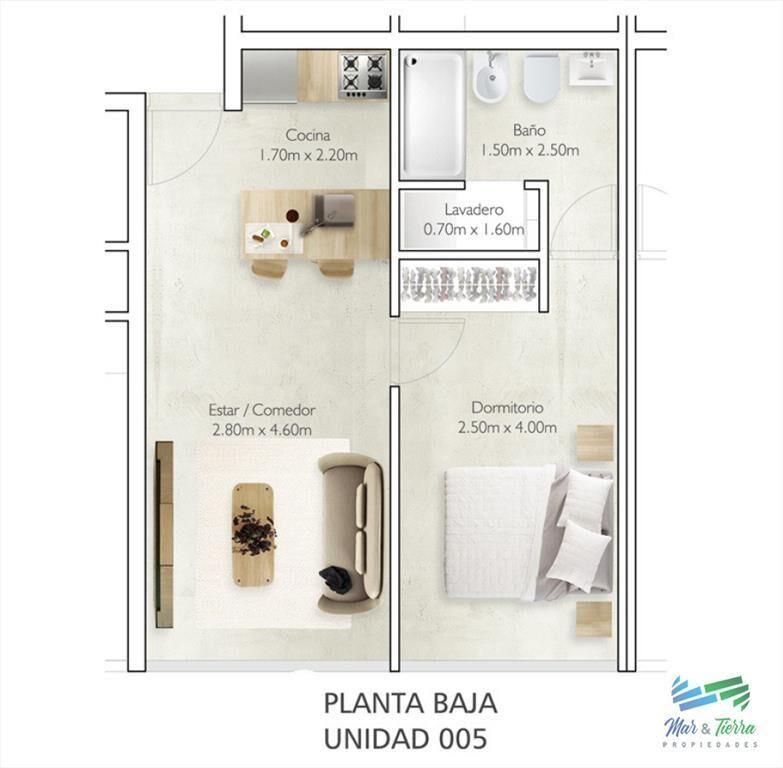 En venta apartamento, 1 dormitorio con cochera,