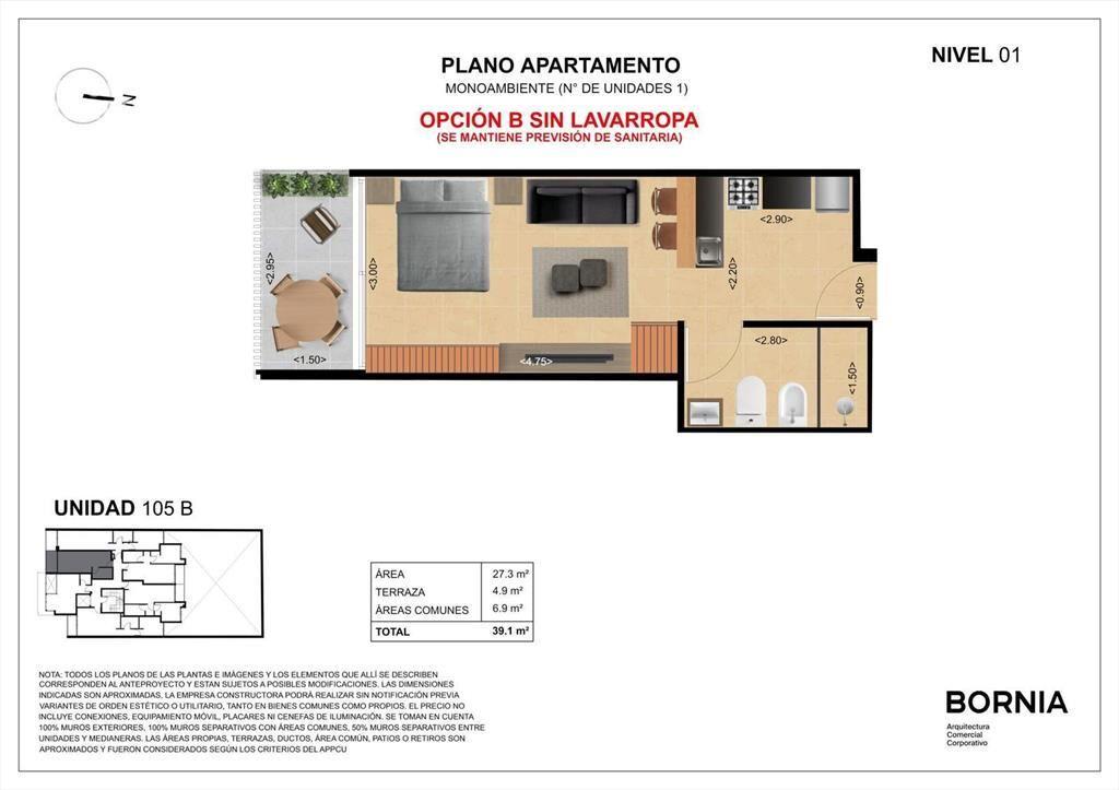 Apartamento monoambiente en venta en Centro - 105