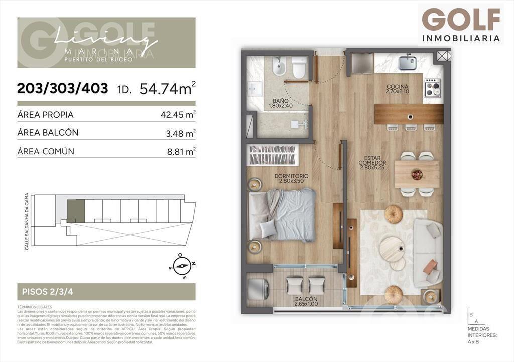Venta de Apartamento 1 dormitorio en Puertito del Buceo