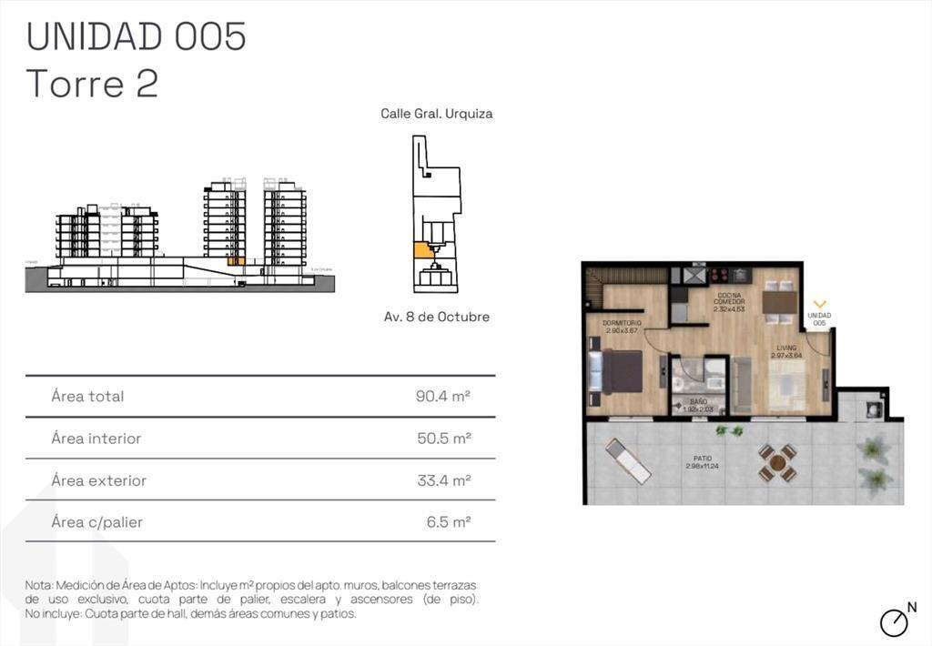 VENTA APARTAMENTO 1 DORM PATIO LA BLANQUEADA POZO