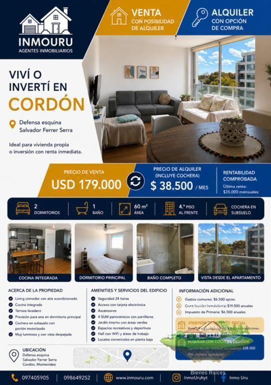 Venta - Alquiler de Apartamento de 2 Dormitorios con Cocher