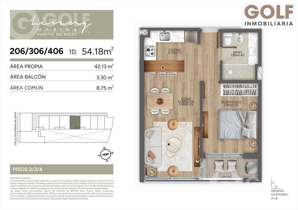 APARTAMENTO DE 1 DORMITORIO Y TERRAZA EN BUCEO