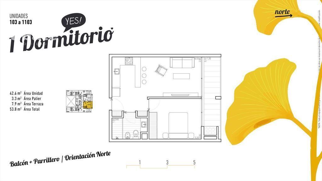 Venta apartamento 1 dormitorio Parque Rodó en Yes Sarmiento
