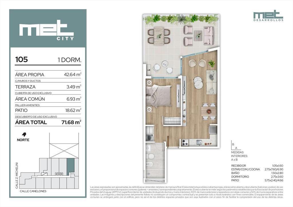 Venta Apartamento 1 Dormitorio en Barrio Sur
