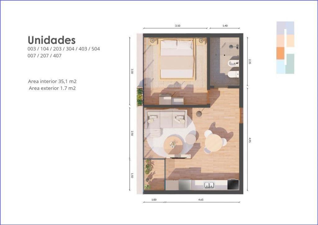 Apartamento de un dormitorio en venta en Playa Mansa - 407