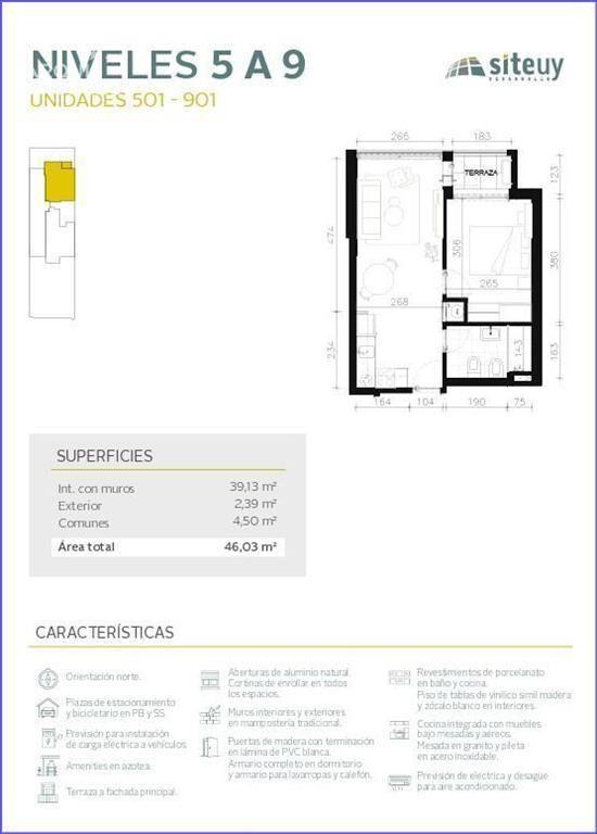 Apartamento de un dormitorio en venta en Cordón Sur - 601