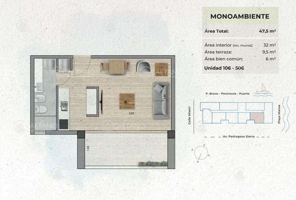 Venta apartamento monoambiente - Playa Mansa -