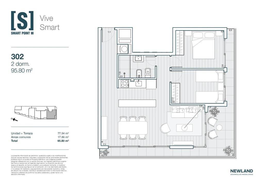 Venta de apartamento de 2 dormitorios en Smart Point III, Tr