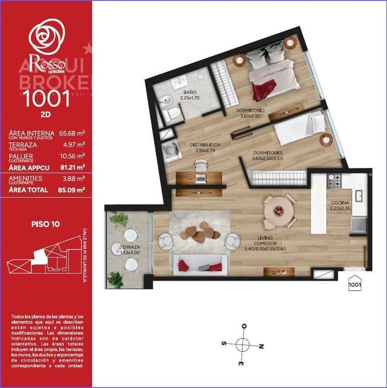 Apartamento de dos dormitorios en venta en Cordón -1001