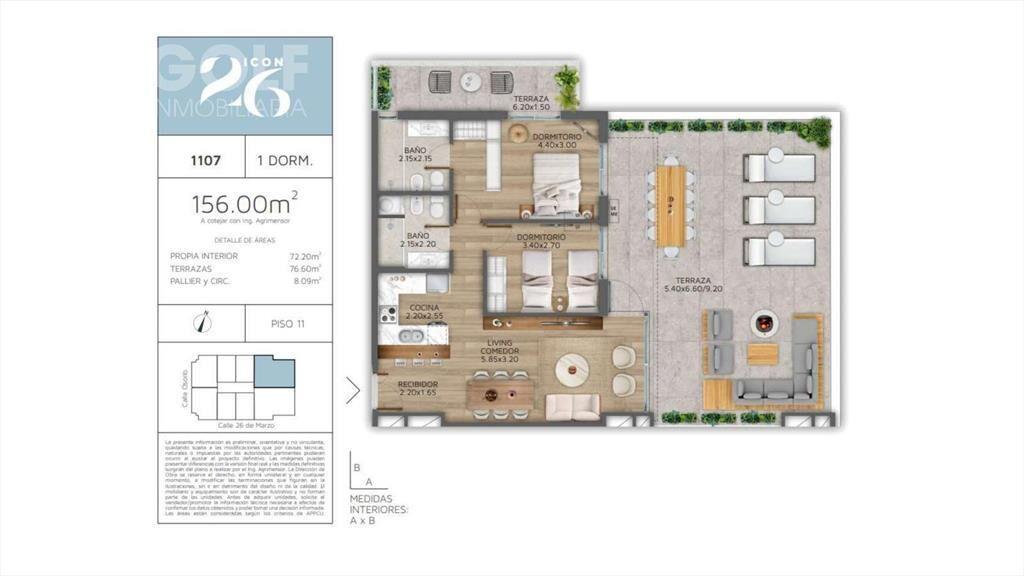 Venta de apartamento 1 dormitorio con amplia terraza en Poc