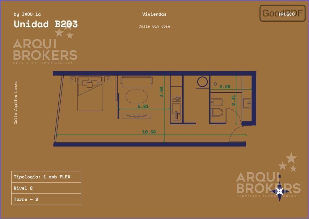 Apartamento monoambiente en venta en Centro -203B