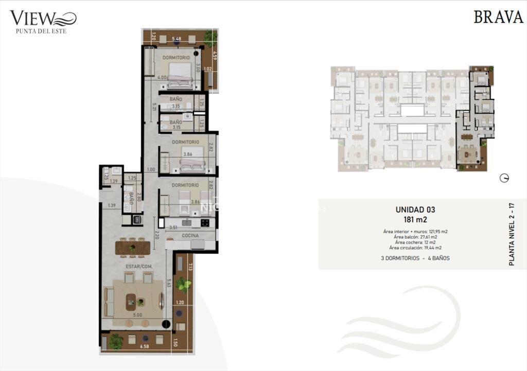 Departamento de 1 dormitorio y medio, piso alto.