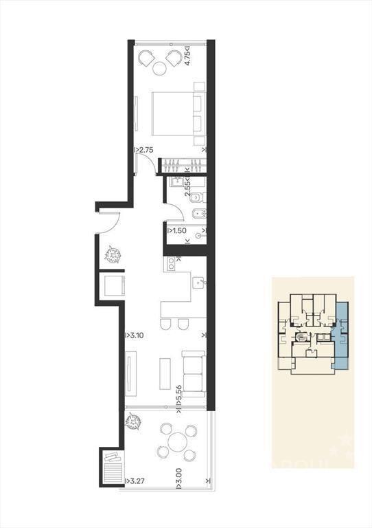 Apartamento penthouse de un dormitorio en venta en Punta C
