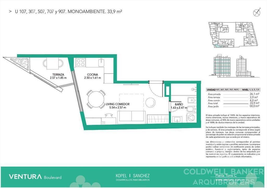 Alquiler apartamento monoambiente en La Blanqueada - 107