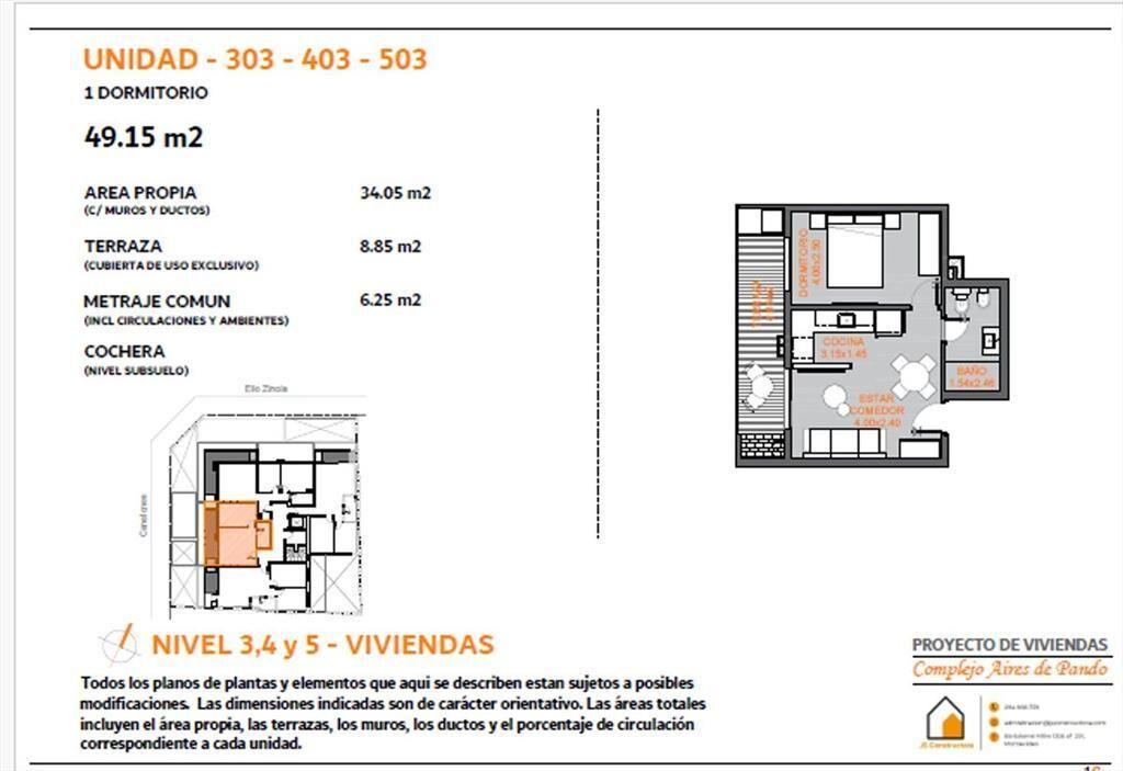 Venta apartamento 2 dormitorios en Aires Pando