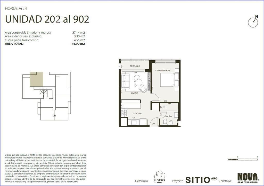 Apartamento de un dormitorio en venta en Centro - 502