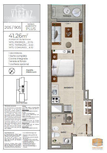 Alquiler apartamento monoambiente con muebles en Pocitos -