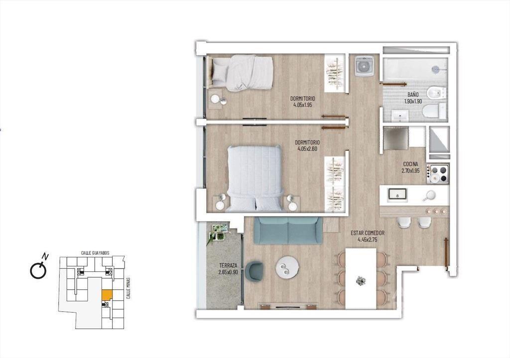 Apartamento de dos dormitorios en venta en Cordón - 907